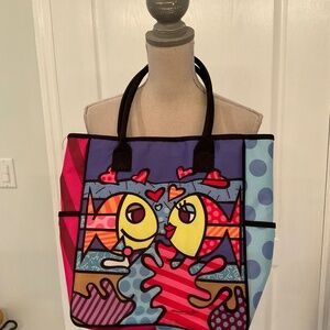 Original Britto Kissing Fish Bag Handmade Beautiful